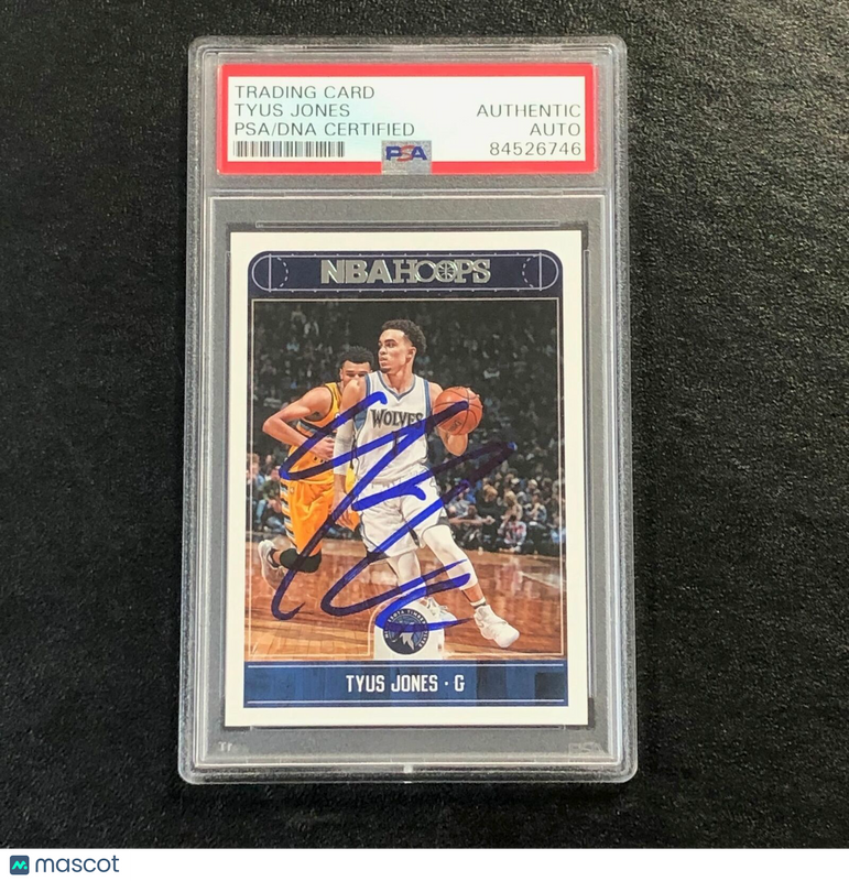 2017-18 NBA Hoops #223 Tyus Jones Signed Card Auto PSA Slabbed Timberwolves