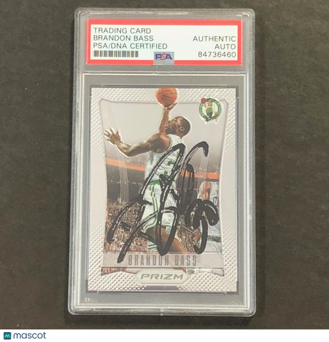 2011-12 Panini Prizm #62 Brandon Bass Signed Card AUTO PSA Slabbed Celtics