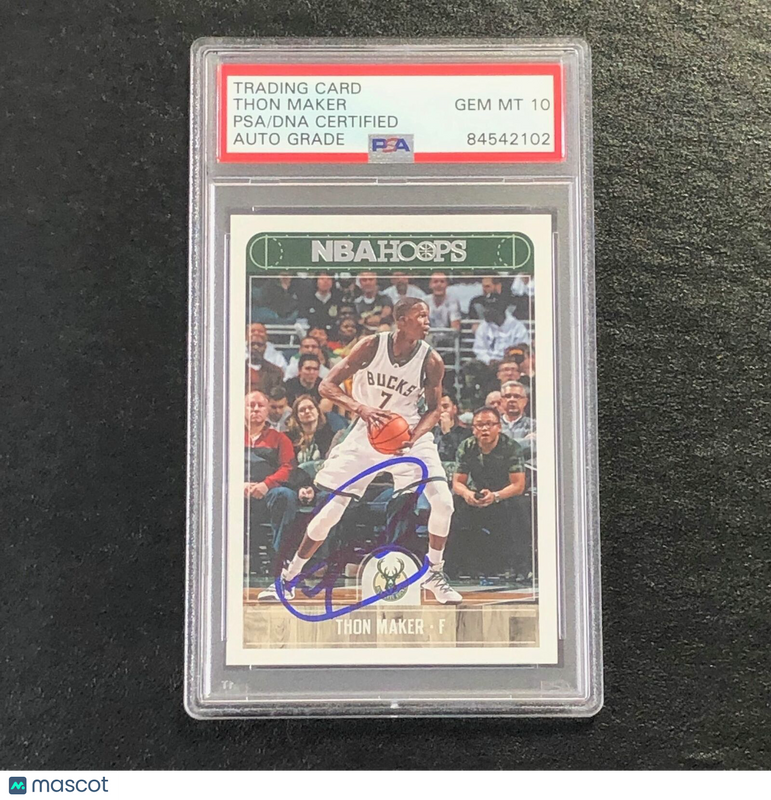 2017-18 NBA Hoops #13 Thon Maker Signed Card AUTO 10 PSA/DNA Slabbed Bucks