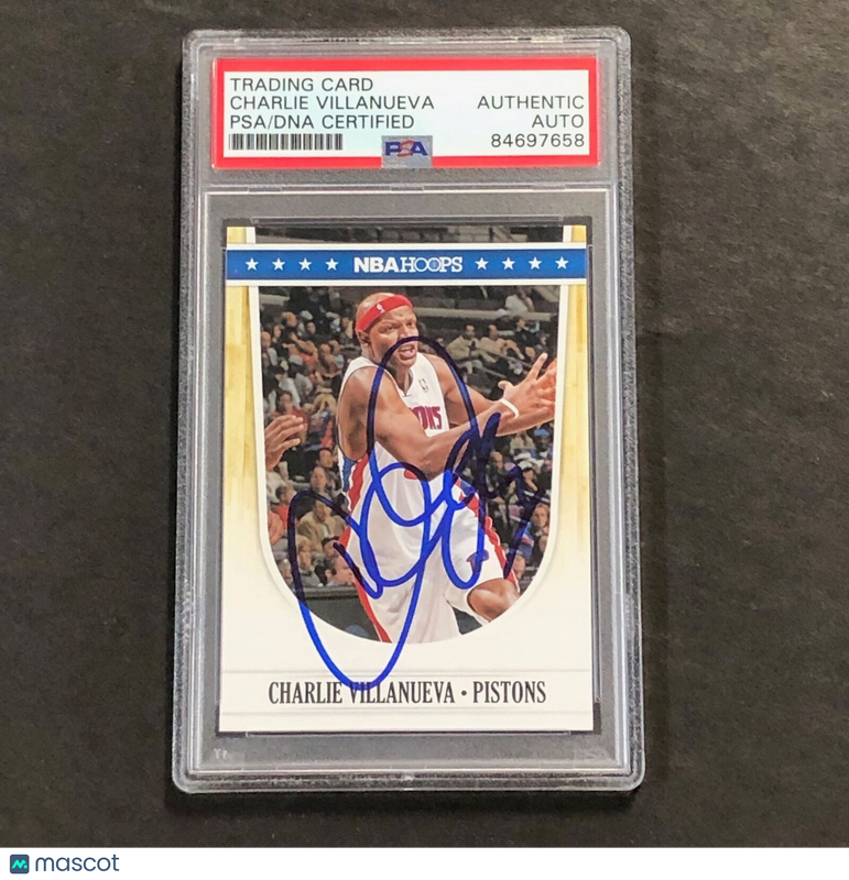 2011-12 NBA Hoops #61 Charlie Villanueva Signed Card AUTO PSA/DNA Slabbed Pistons