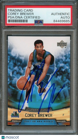 2007-08 Upper Deck Rookie Box Set #3 Corey Brewer Signed Card AUTO PSA Slabbed R