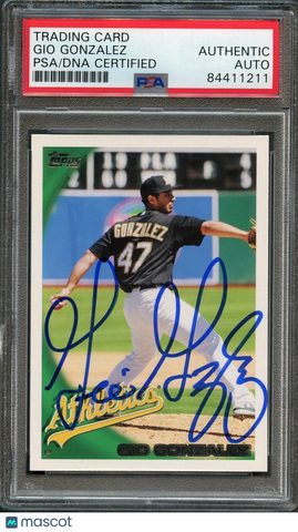 2010 Topps #217 Gio Gonzalez Signed Card PSA Slabbed Auto Grade 10 A's