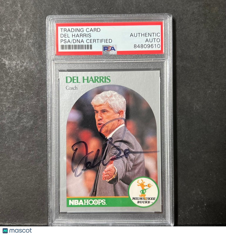 1990 NBA Hoops #319 Del Harris Signed Card AUTO PSA Slabbed Bucks