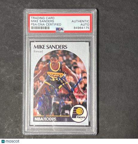 1990-91 NBA Hoops #137 Mike Sanders Signed Card AUTO PSA Slabbed Pacers