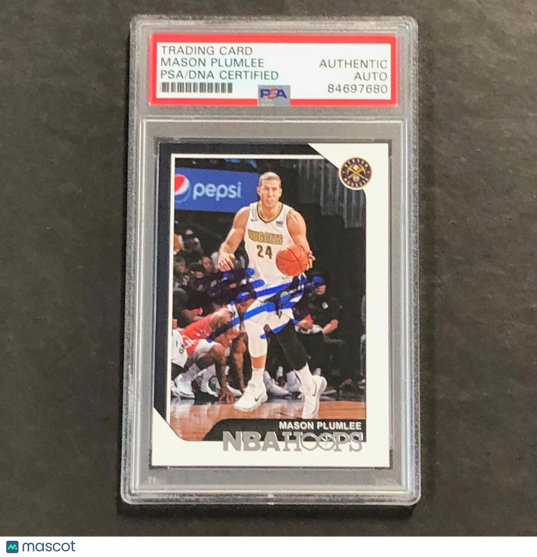 2018-19 Panini NBA Hoops #62 Mason Plumlee Signed Card AUTO PSA Slabbed Nuggets