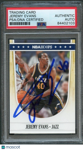 2011-12 NBA Hoops #232 Jeremy Evans Signed Card AUTO PSA Slabbed Jazz