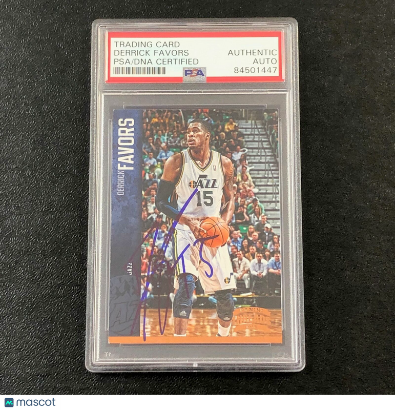 2012-13 Panini Threads #142 Derrick Favors Signed Card AUTO PSA Slabbed Jazz