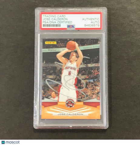 2009-10 Panini Basketball #45 Jose Calderon Signed Card AUTO PSA Slabbed Raptors
