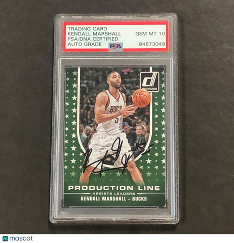 2014-15 Panini Donruss Production Line #2 Kendall Marshall Signed Card AUTO GRAD