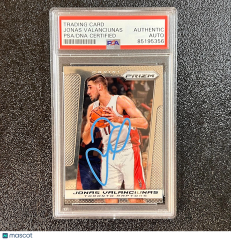 2013-14 Panini Prizm #184 Jonas Valanciunas Signed Card PSA Slabbed Raptors