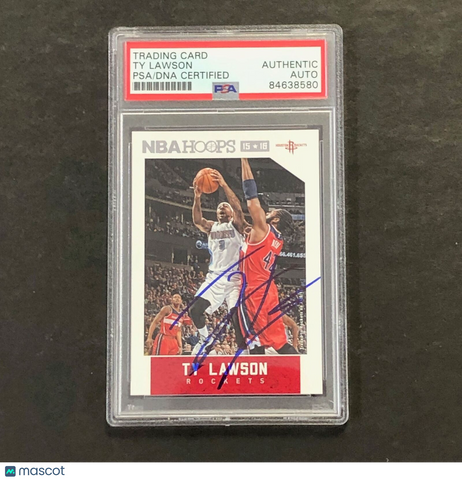 2015-16 NBA Hoops #170 Ty Lawson Signed Card AUTO PSA Slabbed Rockets