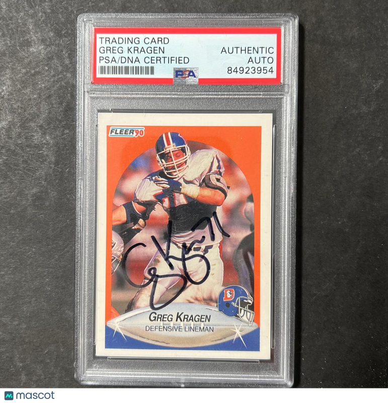 1990 Fleer #26 Greg Kragen Signed Card AUTO PSA Slabbed Broncos