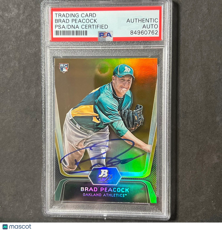 2012 Topps #60 Brad Peacock Signed Card PSA Slabbed AUTO Athletics RC