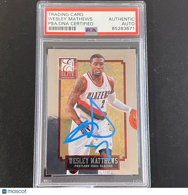 2013-14 Panini Elite #103 Wesley Matthews Signed Card AUTO PSA Slabbed Trail Bla