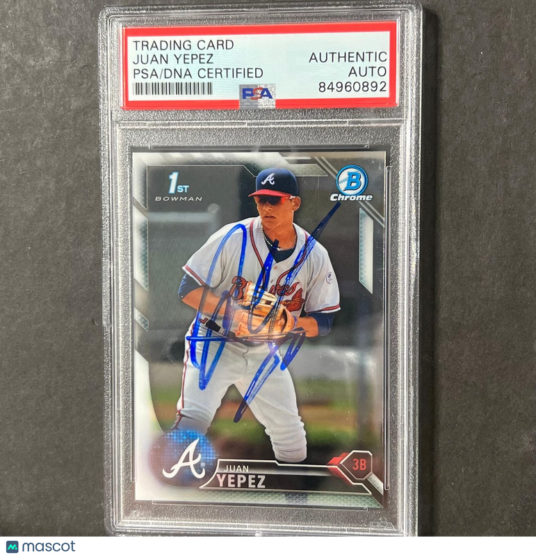 2016 Topps Bowman #BCP29 Juan Yepez Signed Card AUTO PSA Slabbed Braves