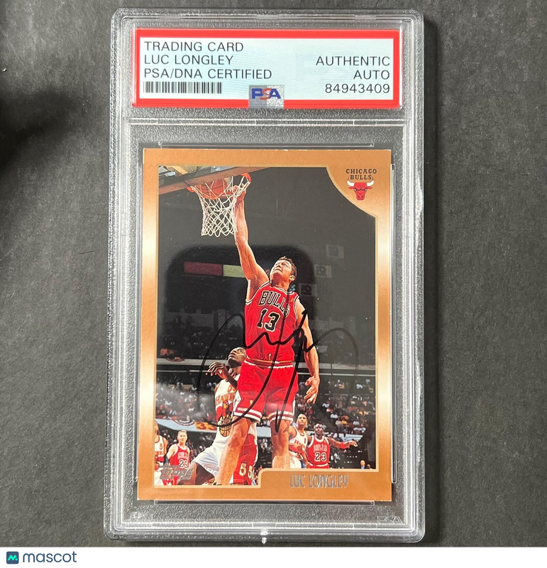 1998-99 Topps #18 Luc Longley Signed Card AUTO PSA Slabbed Bulls