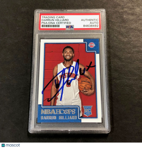 2015-16 NBA Hoops #297 Darrun Hilliard Signed Card AUTO PSA Slabbed RC Pistons