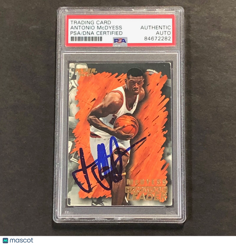 1996-97 Fleer Hardwood Leaders #126 Antonio McDyess Signed Card PSA Slabbed Nugg