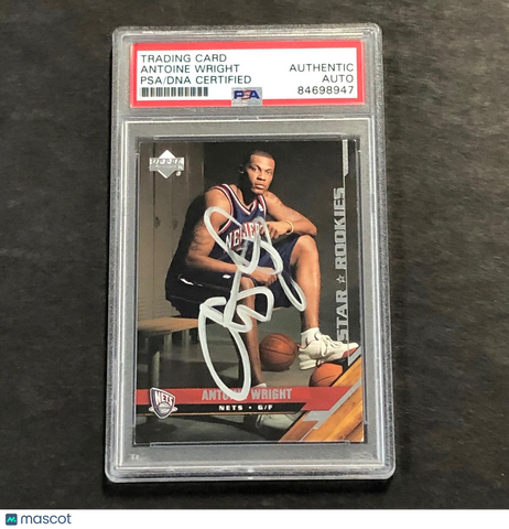 2005-06 Upper Deck #214 Antoine Wright Signed Card AUTO PSA Slabbed RC Nets