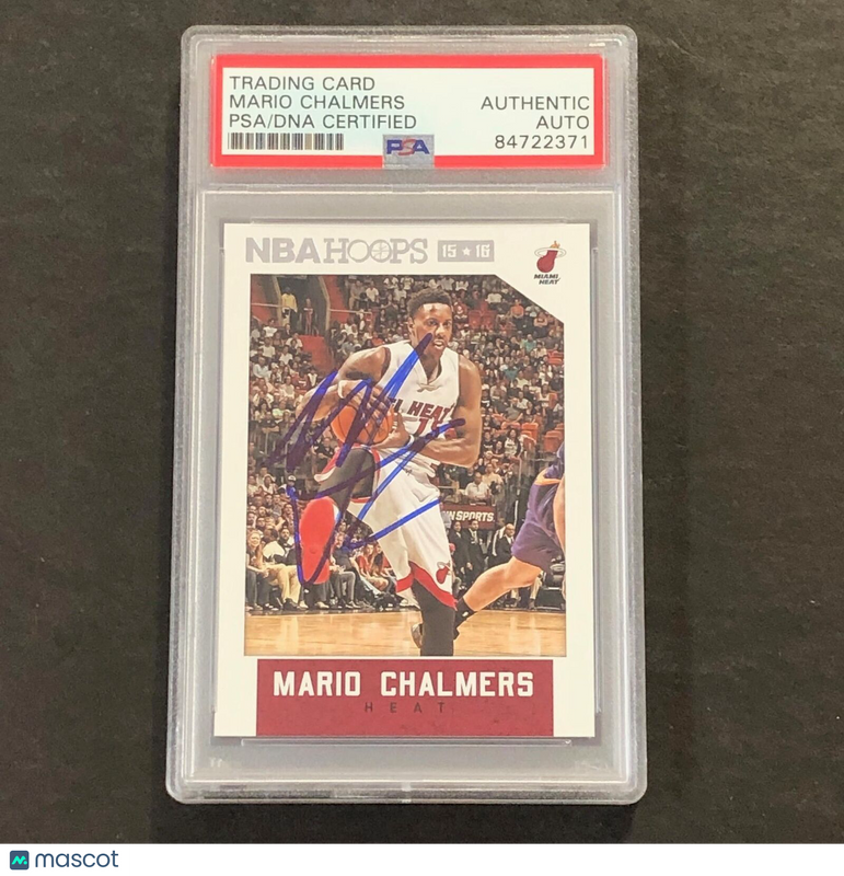 2015-16 NBA Hoops #124 Mario Chalmers Signed Card AUTO PSA Slabbed Heat