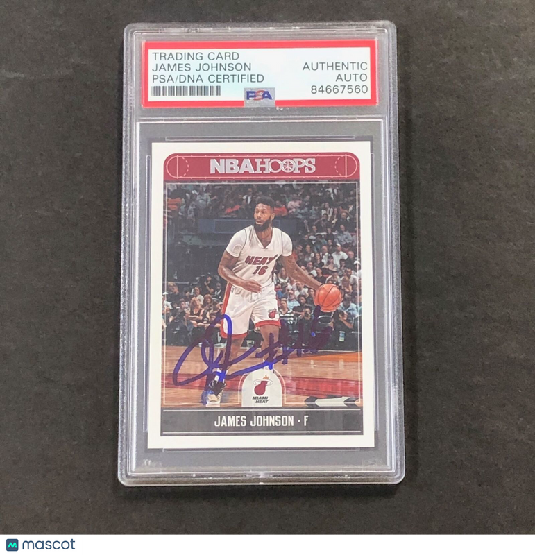 2017-18 NBA Hoops #69 James Johnson Signed Card AUTO PSA/DNA Slabbed Heat
