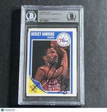 1989-90 Fleer #117 Hersey Hawkins Signed Card Beckett Slabbed Hornets