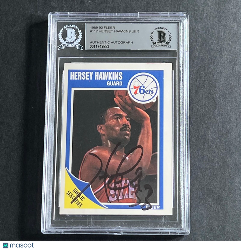 1989-90 Fleer #117 Hersey Hawkins Signed Card Beckett Slabbed Hornets