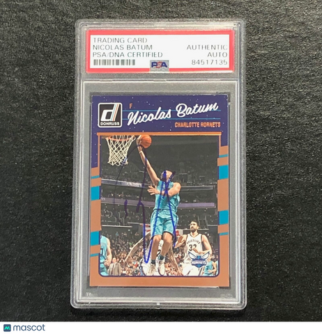 2016-17 Donruss #45 Nicolas Batum Signed Card AUTO PSA Slabbed Hornets