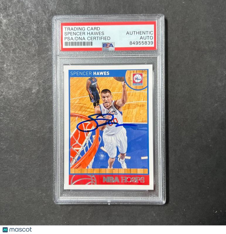2013-14 NBA Hoops #6 Spencer Hawes Signed Card AUTO PSA/DNA Slabbed 76ers