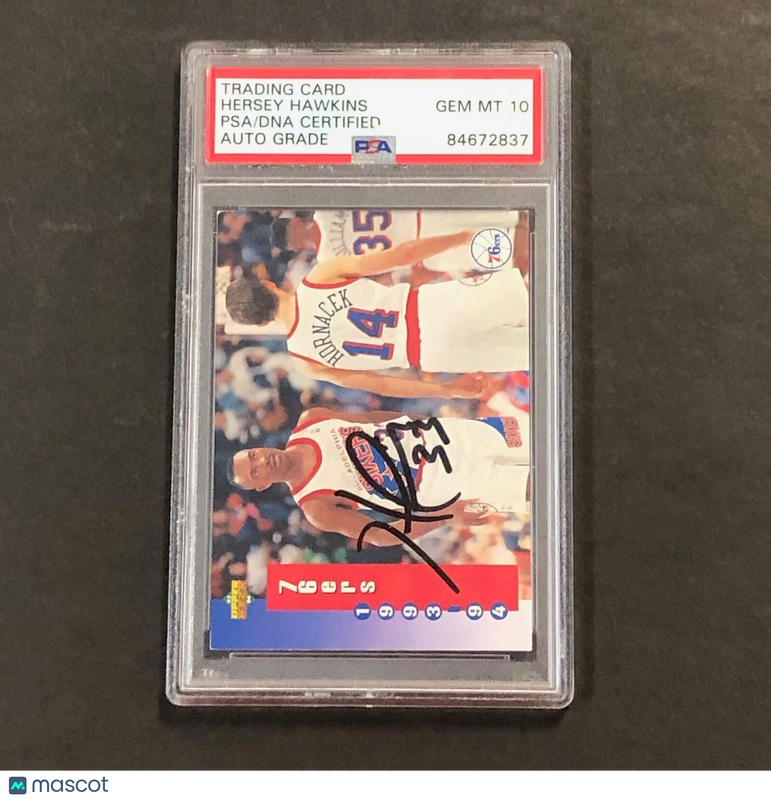 1993-94 Upper Deck #229 Hersey Hawkins Signed Card AUTO 10 PSA Slabbed 76ers