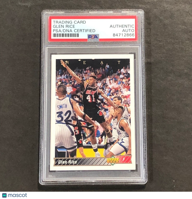 1992-93 Upper Deck #126 Glen Rice Signed Card PSA Slabbed Heat