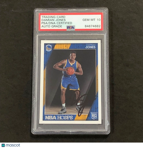 2016-17 NBA Hoops #286 Damian Jones Signed Card AUTO 10 PSA/DNA Slabbed GSW RC