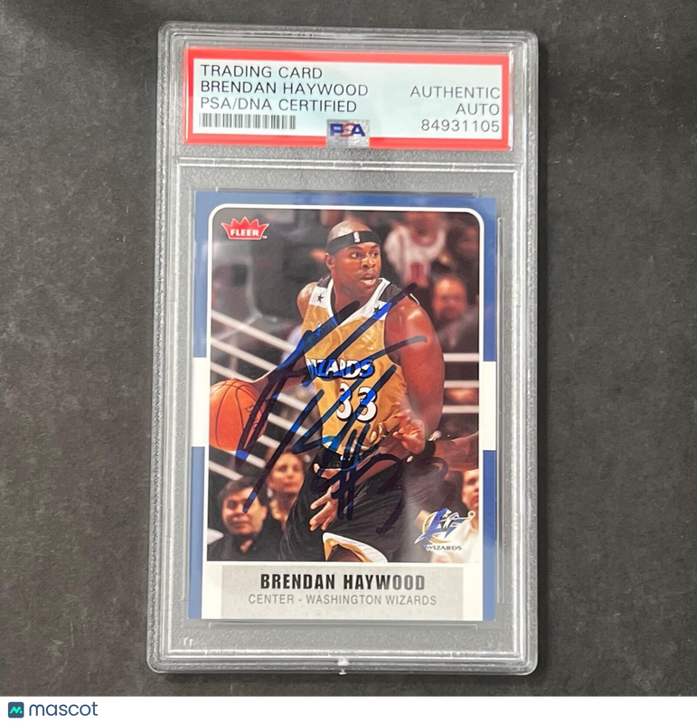2007-08 Fleer #45 Brendan Haywood Signed Card AUTO PSA Slabbed Wizards
