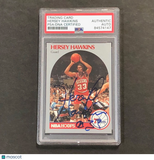 1990-91 NBA Hoops #229 Hersey Hawkins Signed Card AUTO PSA Slabbed 76ers