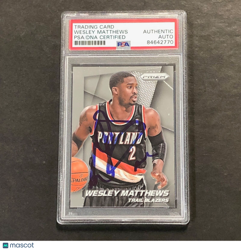2014-15 Panini Prizm #144 Wesley Matthews Signed Card AUTO PSA Slabbed Trail Bla