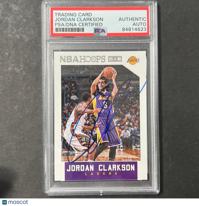 2015-16 NBA Hoops #223 Jordan Clarkson Signed Card AUTO PSA Slabbed Lakers