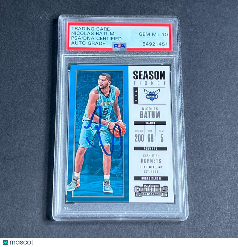 2017-18 Panini Contenders #97 Nicolas Batum Signed Card AUTO Grade 10 PSA Slabbe