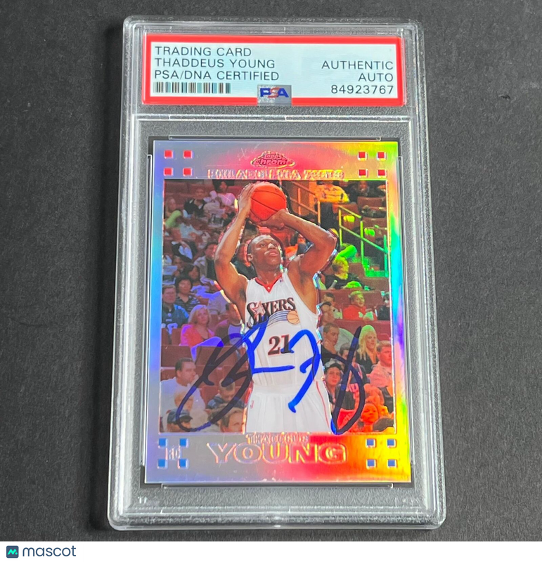2008-09 Topps Chrome #117 Thaddeus Young Signed Card AUTO PSA Slabbed 76ers