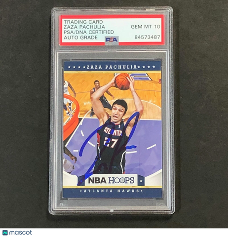 2012-13 NBA Hoops #154 Zaza Pachulia Signed Card AUTO 10 PSA Slabbed Hawks