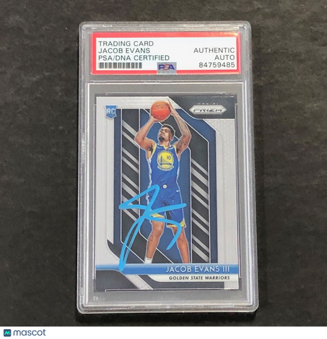 2018-19 Panini Prizm #212 Jacob Evans Signed Rookie Card AUTO PSA Slabbed RC War