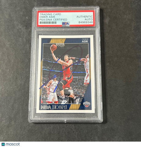 2016-17 Panini Hoops #222 Omer Asik Signed Card AUTO PSA/DNA Slabbed Pelicans