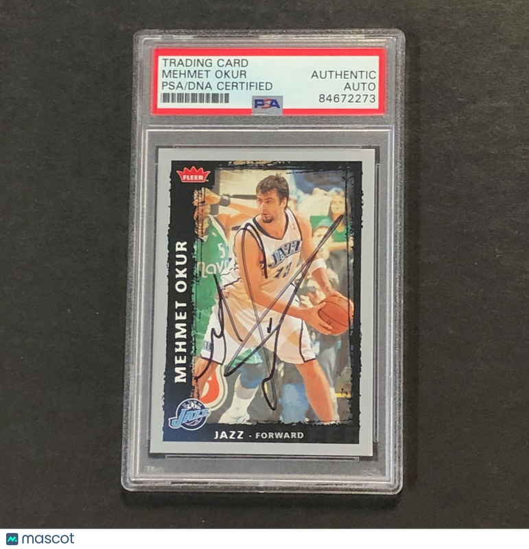 2008-09 NBA Fleer #122 Mehmet Okur Signed Card AUTO PSA Slabbed Jazz