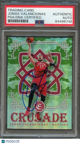 2016-17 PANINI EXCALIBUR CRUSADE Camo #77 Jonas Valanciunas Signed Card AUTO PSA