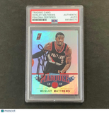 2012-13 Panini Marquee #60 Wesley Matthews Signed Card AUTO PSA Slabbed Trailbla