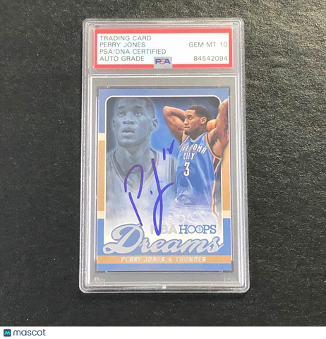 2013-14 NBA Hoops Dreams #25 Perry Jones Signed Card AUTO 10 PSA Slabbed Thunder