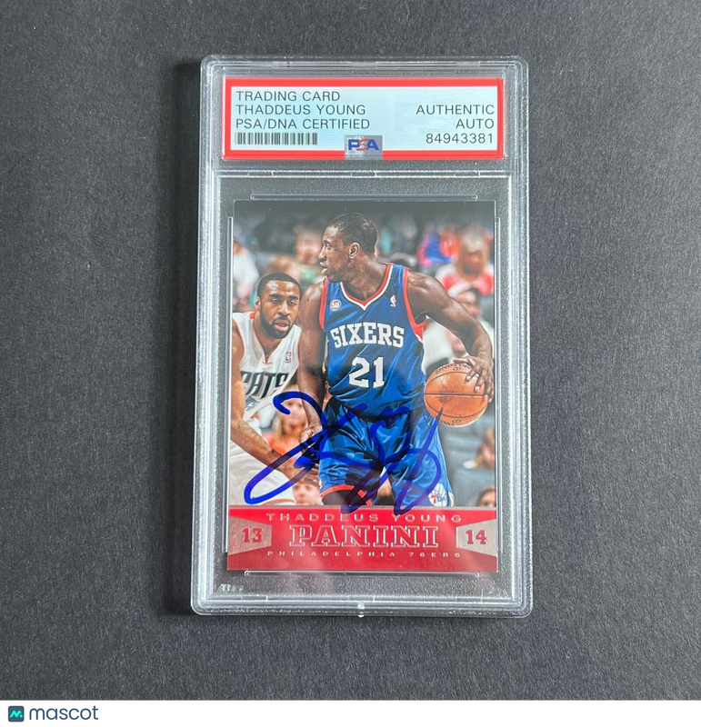 2013-14 Panini Basketball #57 Thaddeus Young Signed Card Auto PSA Slabbed 76ers