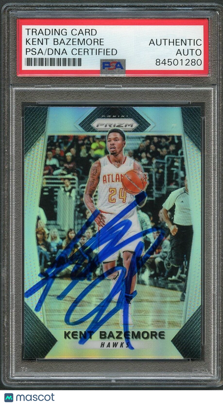 2017-18 Panini Prizm Silver #108 Kent Bazemore Signed Card AUTO PSA Slabbed Hawk