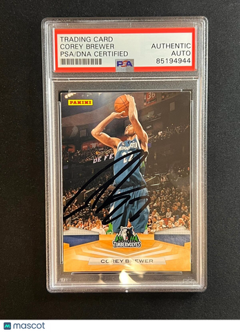 2009-10 Panini Basketball #212 Corey Brewer Signed Card AUTO PSA Slabbed Timberw
