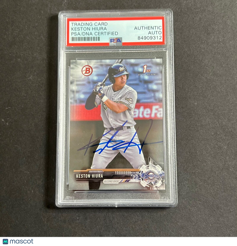 2017 Bowman 1st Draft #BD-75 Keston Hiura Signed Card PSA Slabbed Auto Brewers