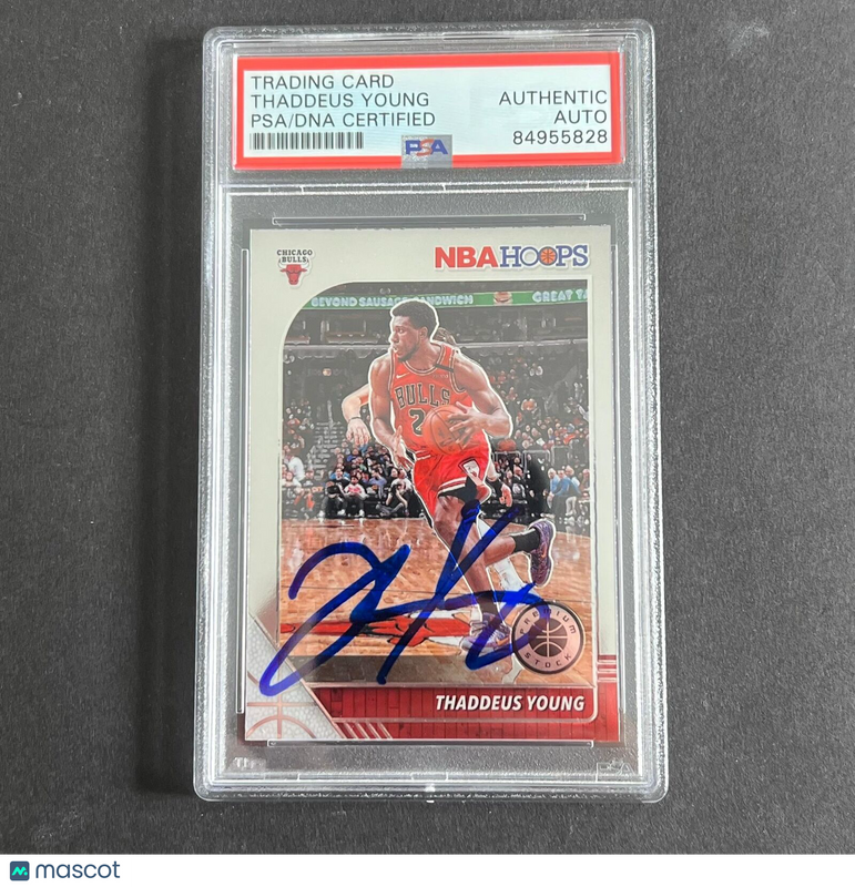 2019-20 Panini Hoops #76 Thaddeus Young Signed Card AUTO PSA Slabbed Bulls